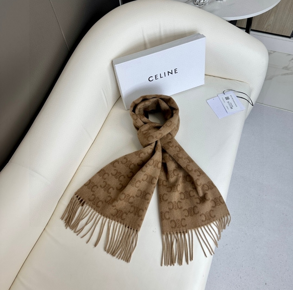 CELINE Triumph: Classic Monogram Cashmere Scarf - Soft Comfort in Every Wrap!